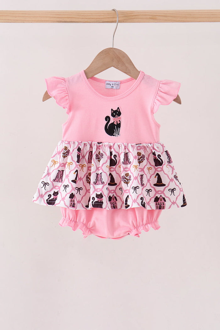 Cat Embroidery Ruffle Bubble