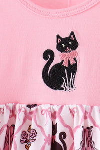 Cat Embroidery Ruffle Bubble