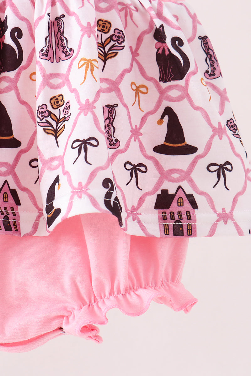 Cat Embroidery Ruffle Bubble