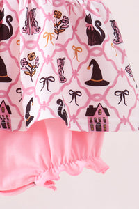 Cat Embroidery Ruffle Bubble