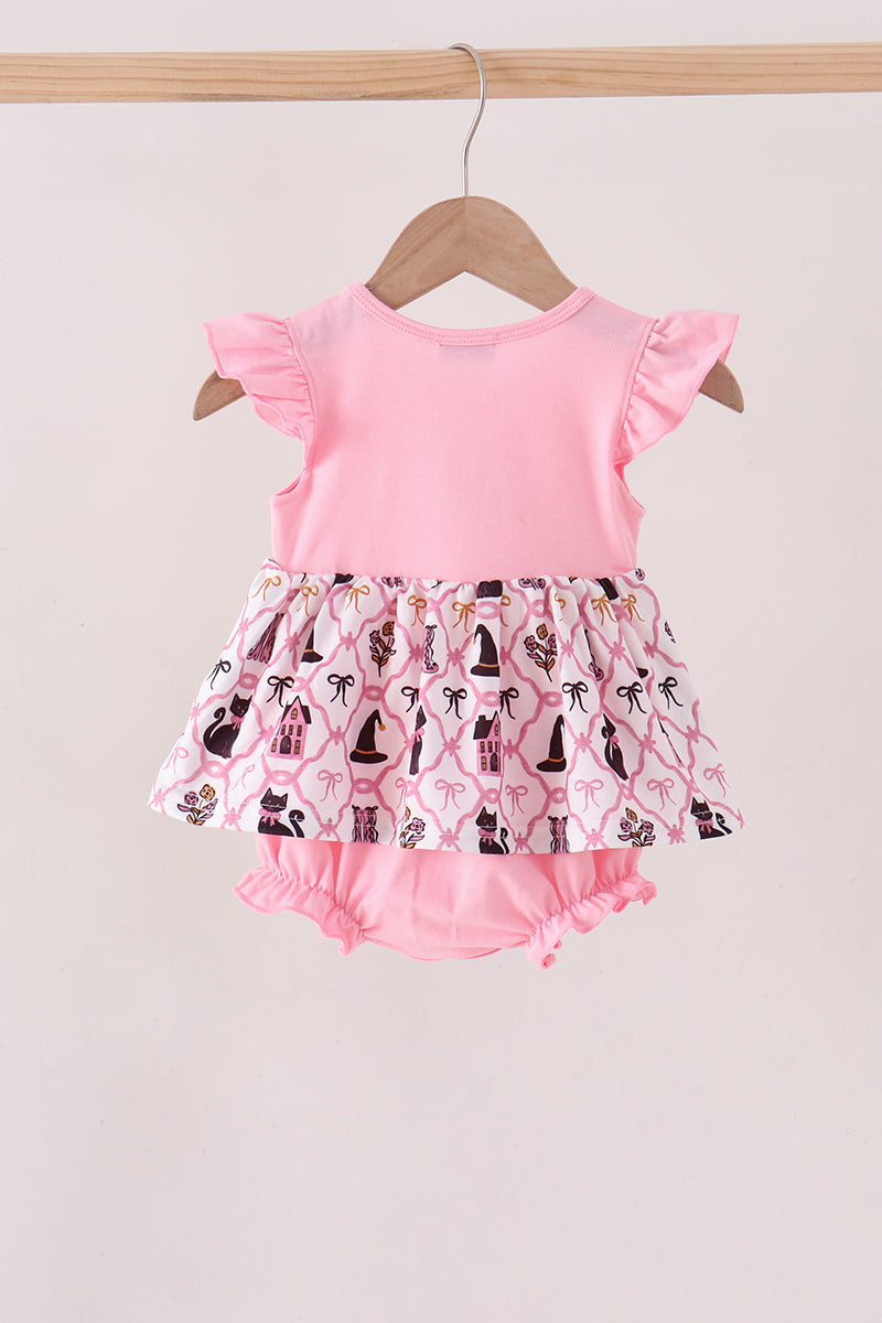 Cat Embroidery Ruffle Bubble