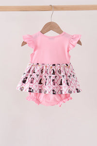 Cat Embroidery Ruffle Bubble