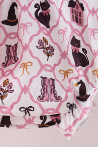 Cat Embroidery Ruffle Bloomer Set