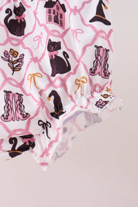 Cat Embroidery Ruffle Bloomer Set