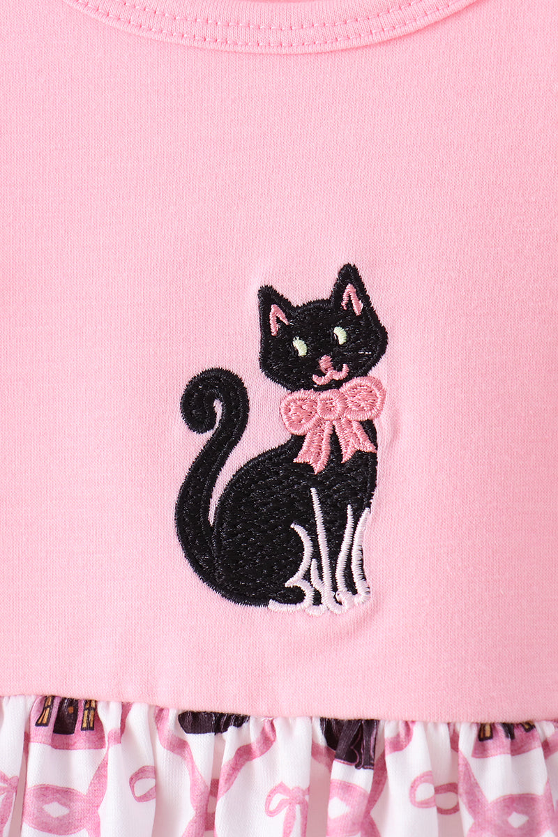Cat Embroidery Ruffle Pants Set
