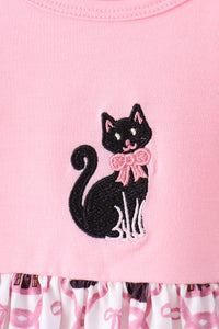 Cat Embroidery Ruffle Pants Set