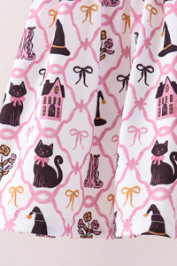Cat Embroidery Ruffle Pants Set