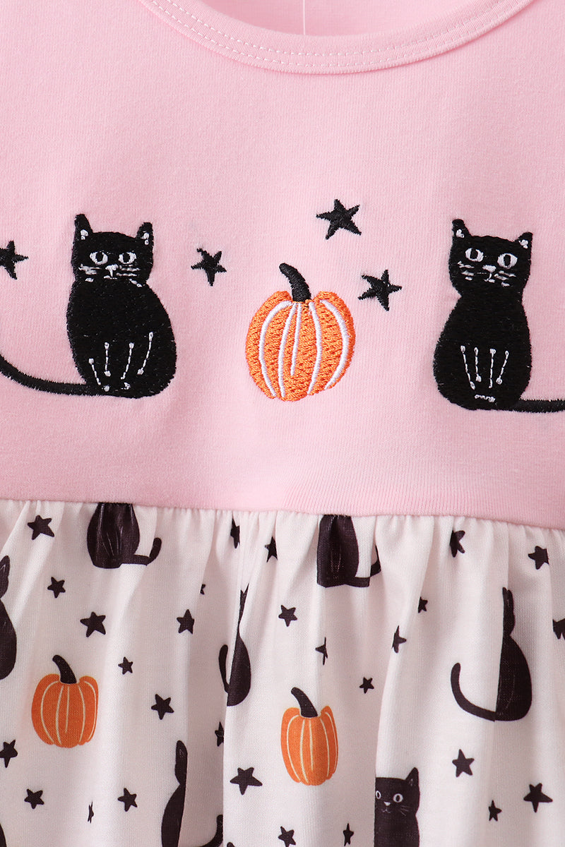 Pumpkin Cat Embroidery Pants Set