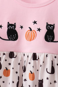 Pumpkin Cat Embroidery Pants Set