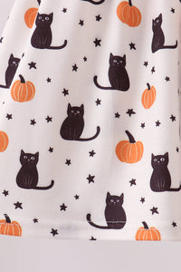 Pumpkin Cat Embroidery Pants Set