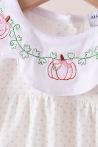 Pumpkin Bow Embroidery Bloomer Set