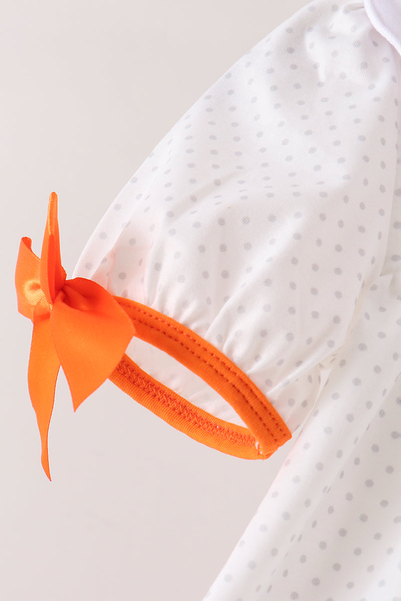 Pumpkin Bow Embroidery Bloomer Set