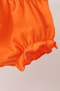 Pumpkin Bow Embroidery Bloomer Set