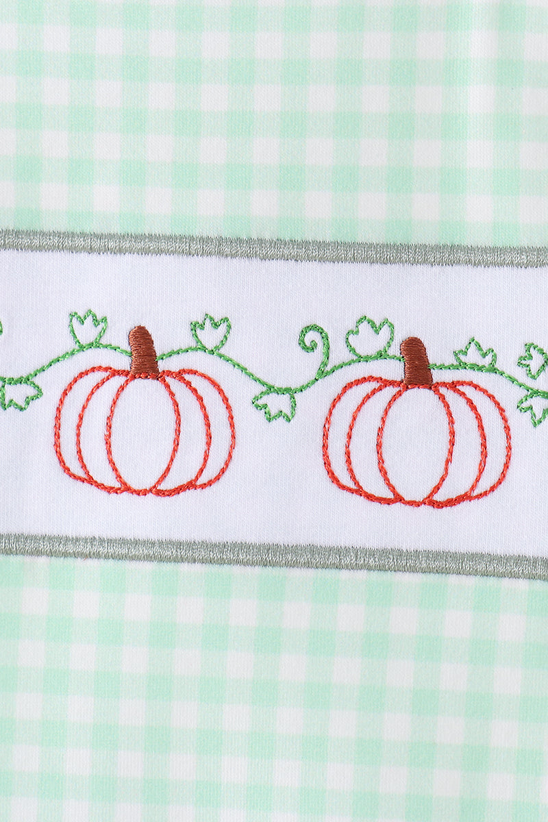 Pumpkin Embroidery Gingham Jon Jon