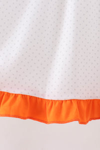 Pumpkin Bow Embroidery Ruffle Dress