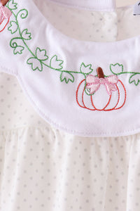 Pumpkin Bow Embroidery Pants Set