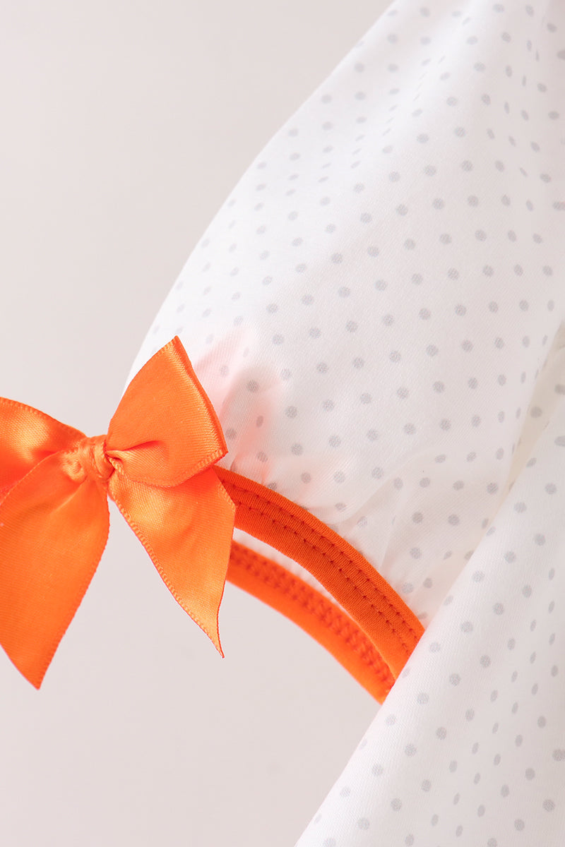 Pumpkin Bow Embroidery Pants Set