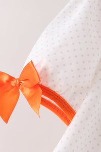 Pumpkin Bow Embroidery Pants Set