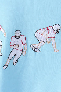 Football Embroidery Gingham Pants Set