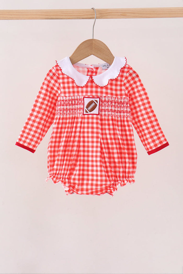 Football Smocked Gingham Bubble