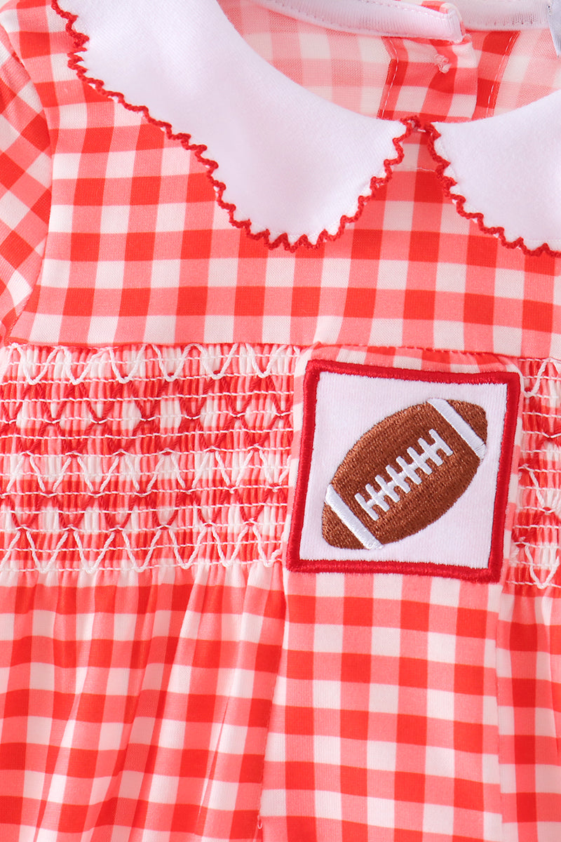 Football Smocked Gingham Bubble