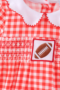 Football Smocked Gingham Bubble