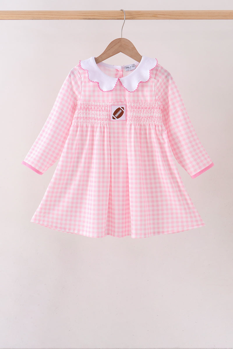 Football Smocked Gingham Dress