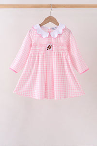 Football Smocked Gingham Dress