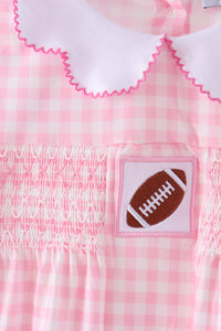 Football Smocked Gingham Dress