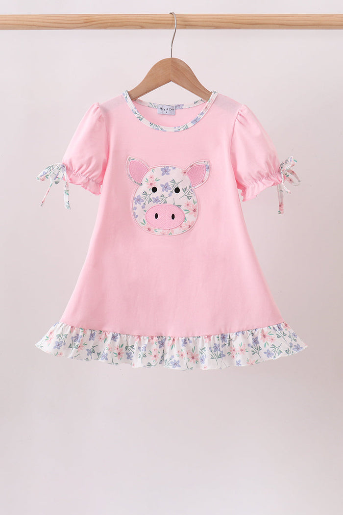 Piggy Applique Ruffle Dress