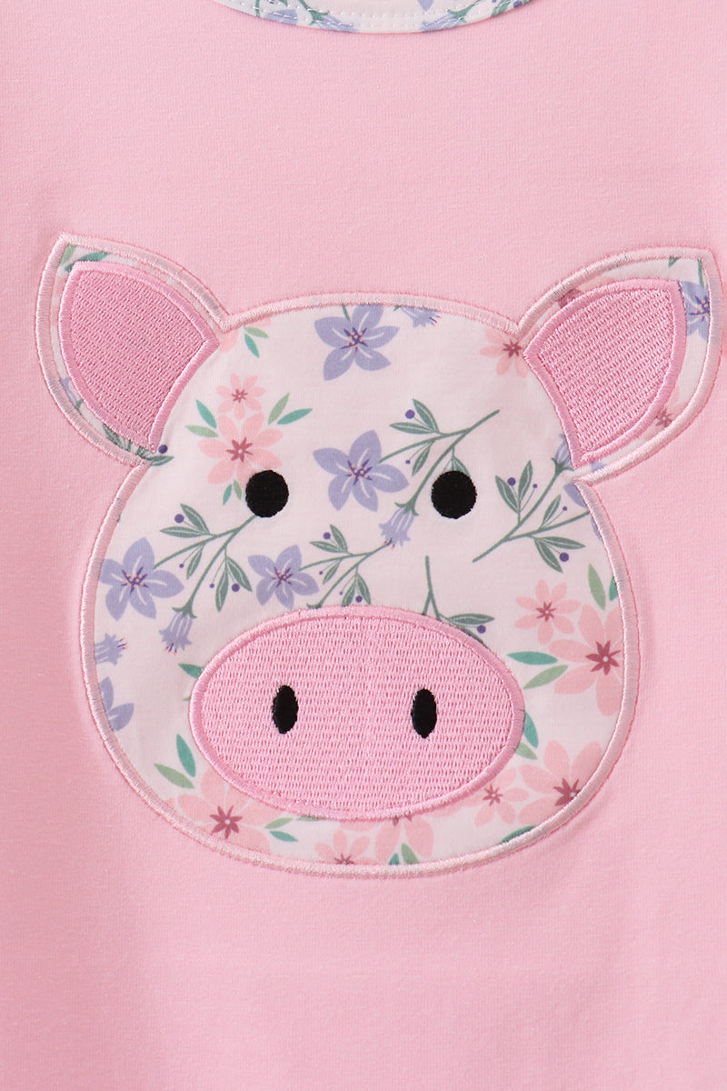 Piggy Applique Ruffle Dress