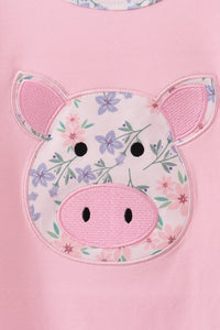 Piggy Applique Ruffle Dress