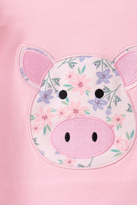 Piggy Applique Ruffle Pants Set