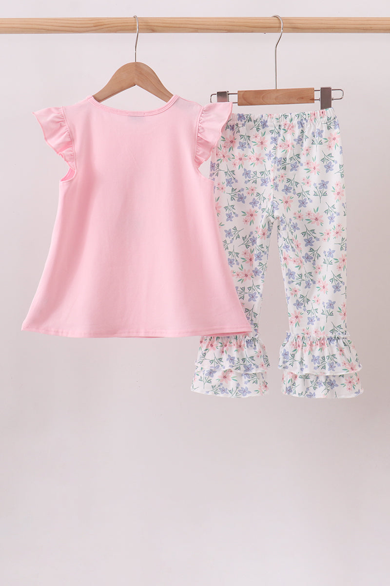 Piggy Applique Ruffle Pants Set