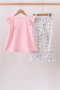 Piggy Applique Ruffle Pants Set