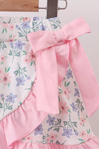 Piggy Applique Ruffle Skorts Set