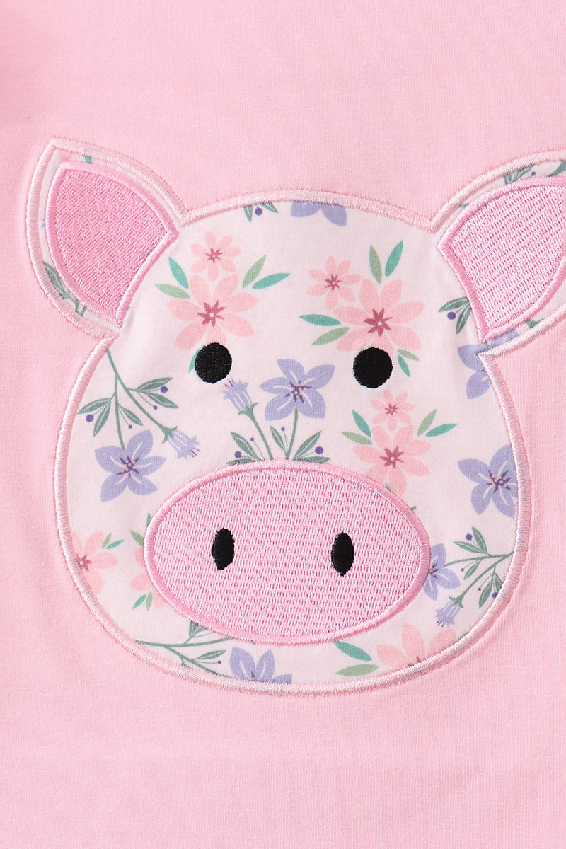Piggy Applique Ruffle Skorts Set