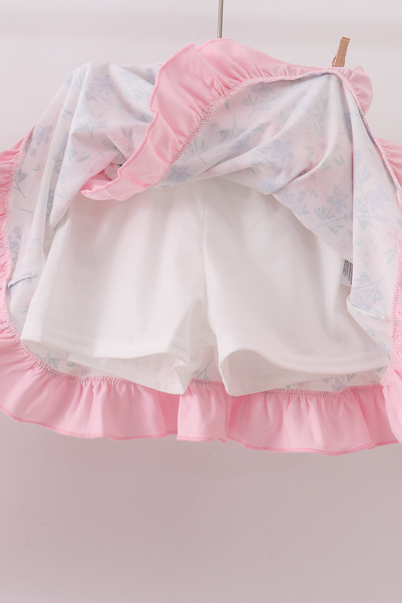 Piggy Applique Ruffle Skorts Set