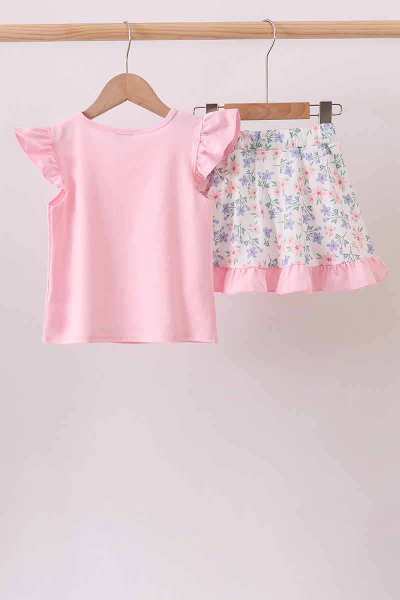 Piggy Applique Ruffle Skorts Set