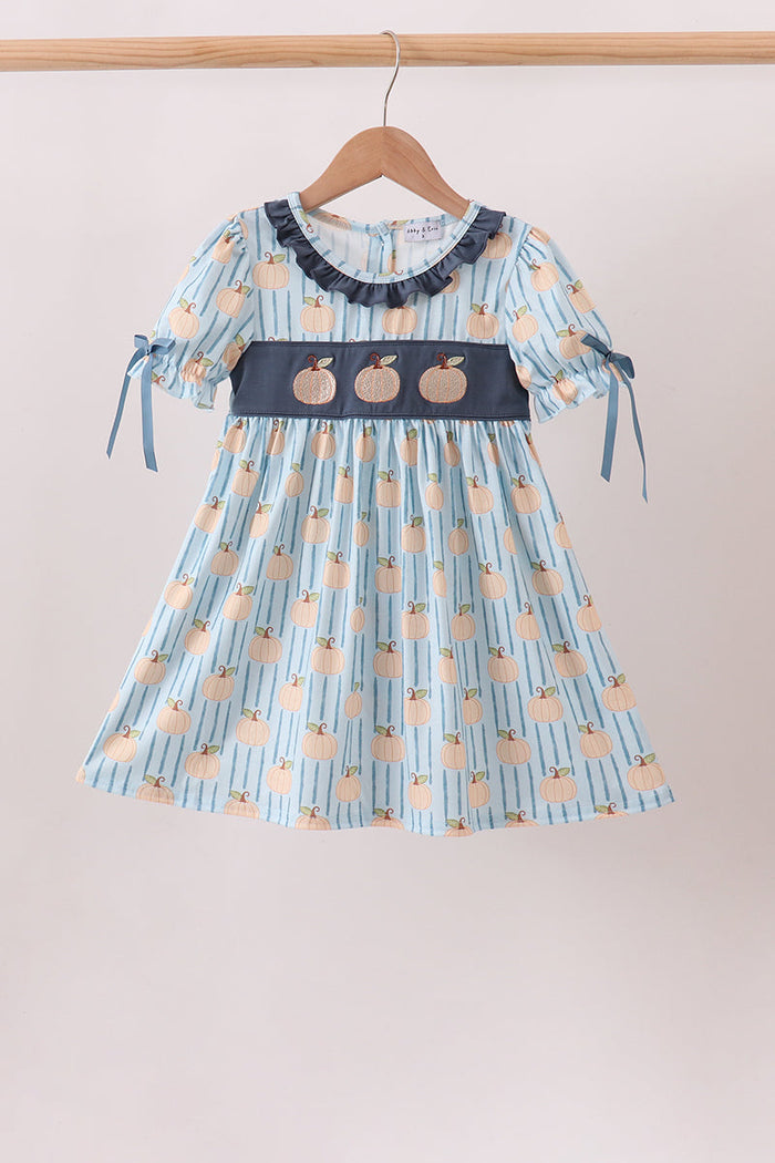 Pumpkin Embroidery Ruffle Dress