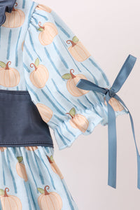 Pumpkin Embroidery Ruffle Dress
