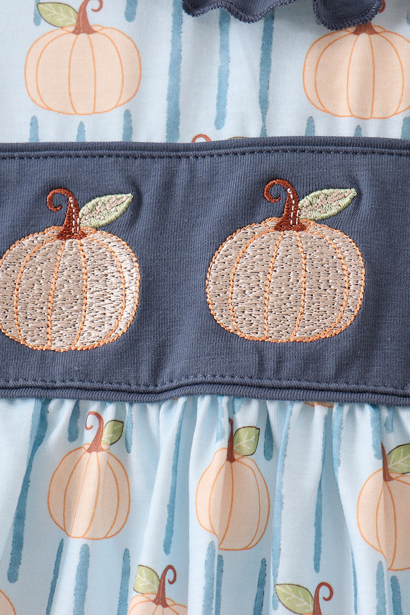 Pumpkin Embroidery Ruffle Dress