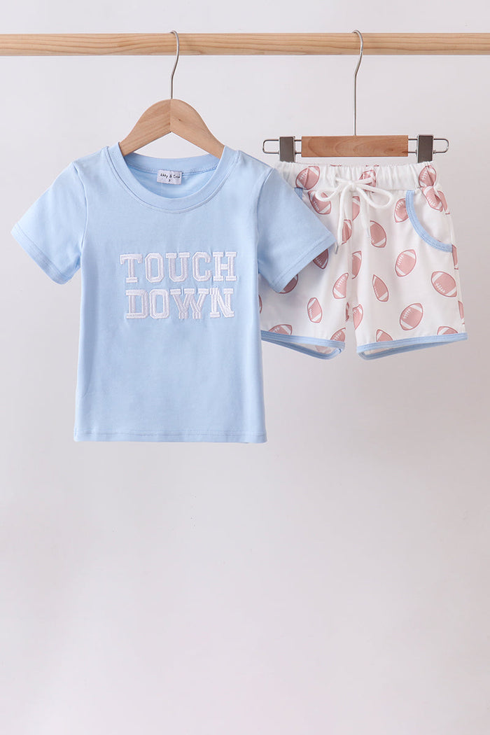 Touchdown Embroidery Football Shorts Set