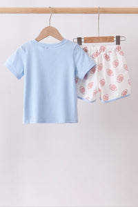 Touchdown Embroidery Football Shorts Set
