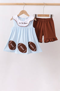 Football French Knot Ruffle Shorts Set