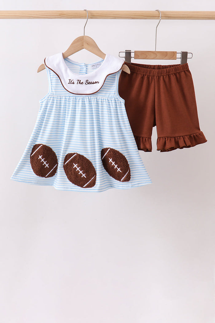 Football French Knot Ruffle Shorts Set