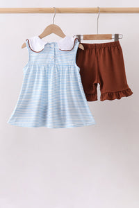 Football French Knot Ruffle Shorts Set