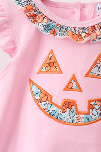 Jack-O-Lantern Applique Ruffle Bubble