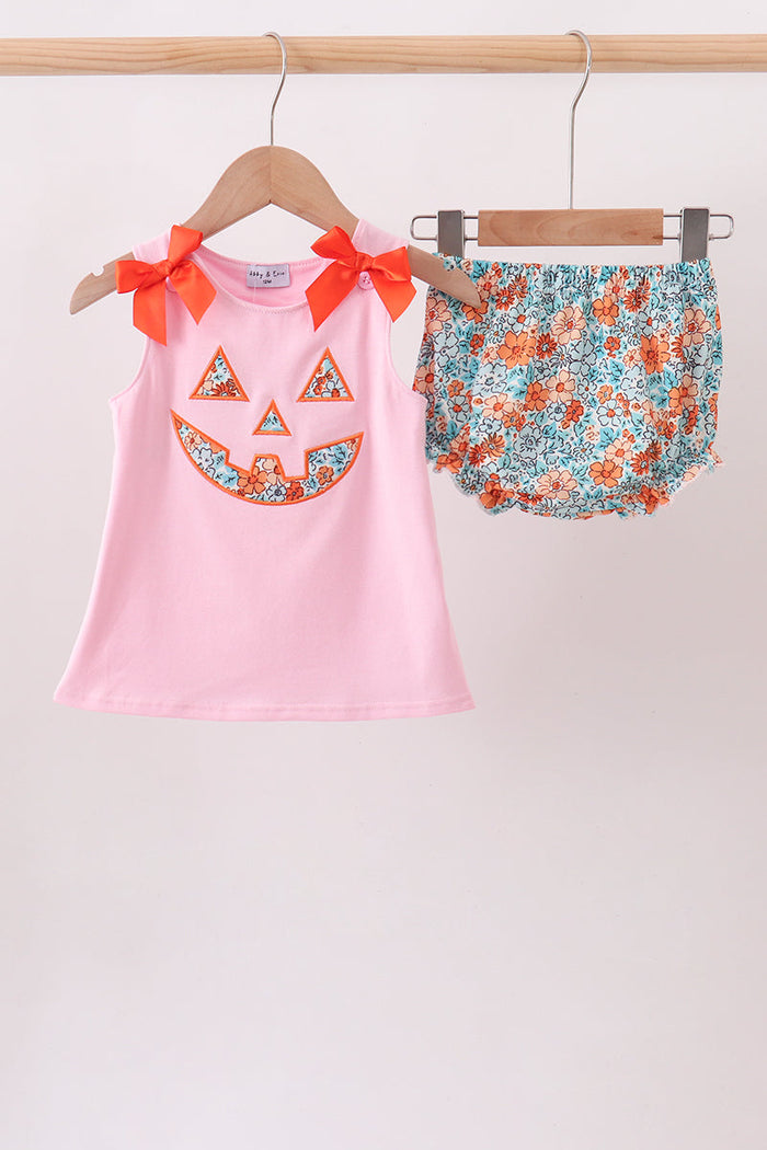 Jack-O-Lantern Applique Bloomer Set