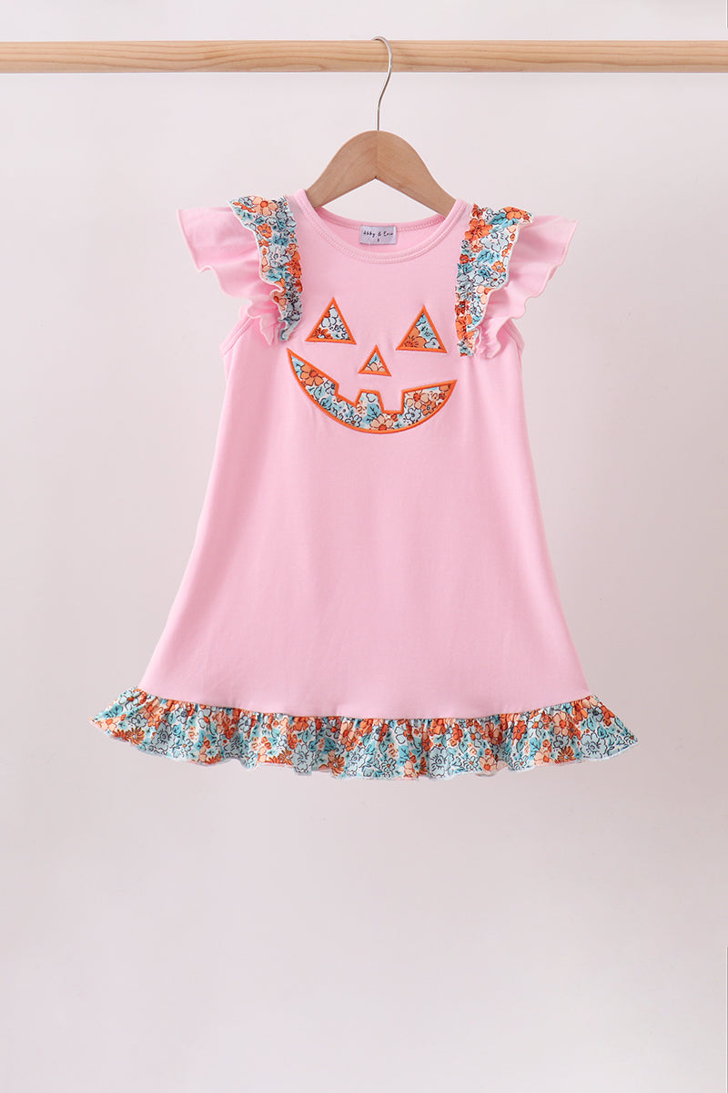 Jack-O-Lantern Applique Ruffle Dress